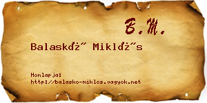 Balaskó Miklós névjegykártya